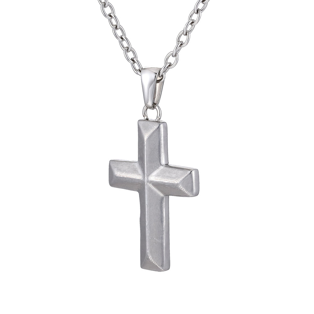 PSS1254 DAMASCUS STEEL CROSS PENDANT AAB CO..