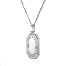 画像をギャラリービューアに読み込む, PSS1258 STAINLESS STEEL RECTANGLE PENDANT WITH CZ AAB CO..
